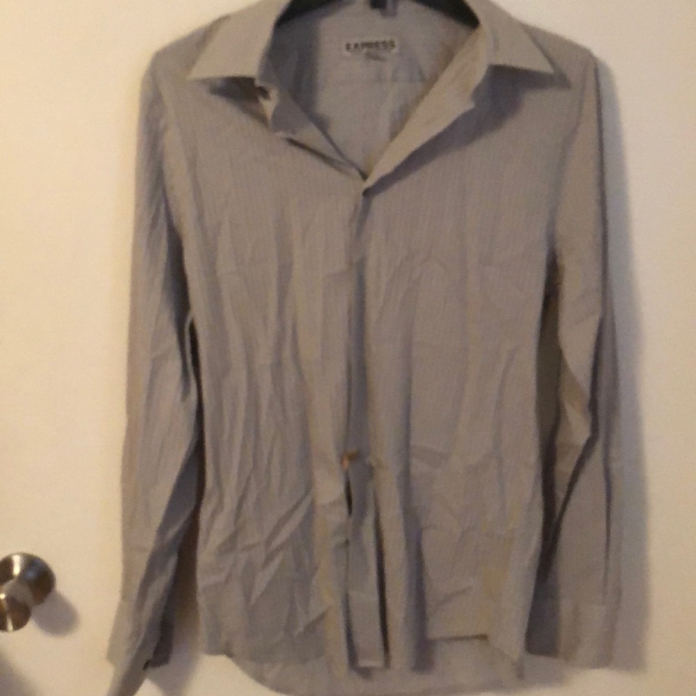 Gray striped Express button down